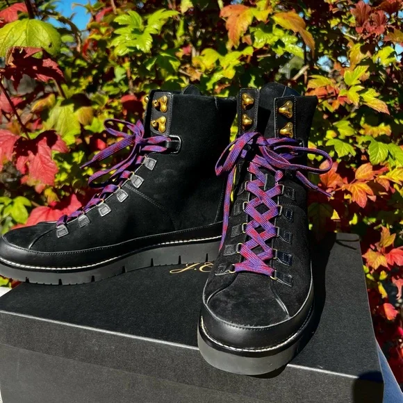 🍁JCREW NEW! Elsa Black Suede Lace Up Boots Sz 9 - Picture 11 of 12